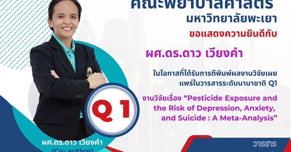 ขอแสดงความยินดีกับ ผู้ช่วยศาสตราจารย์ ดร.ดาว เวียงคำ ในโอกาสที่ได้รับการตีพิมพ์ผลงานวิจัยเผยแพร่ในวารสารระดับนานาชาติ Q1